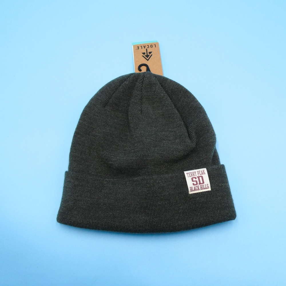 Locale Beanie Unisex One Size Terry Peak SD Black Hills Charcoal Grey Knit Hat